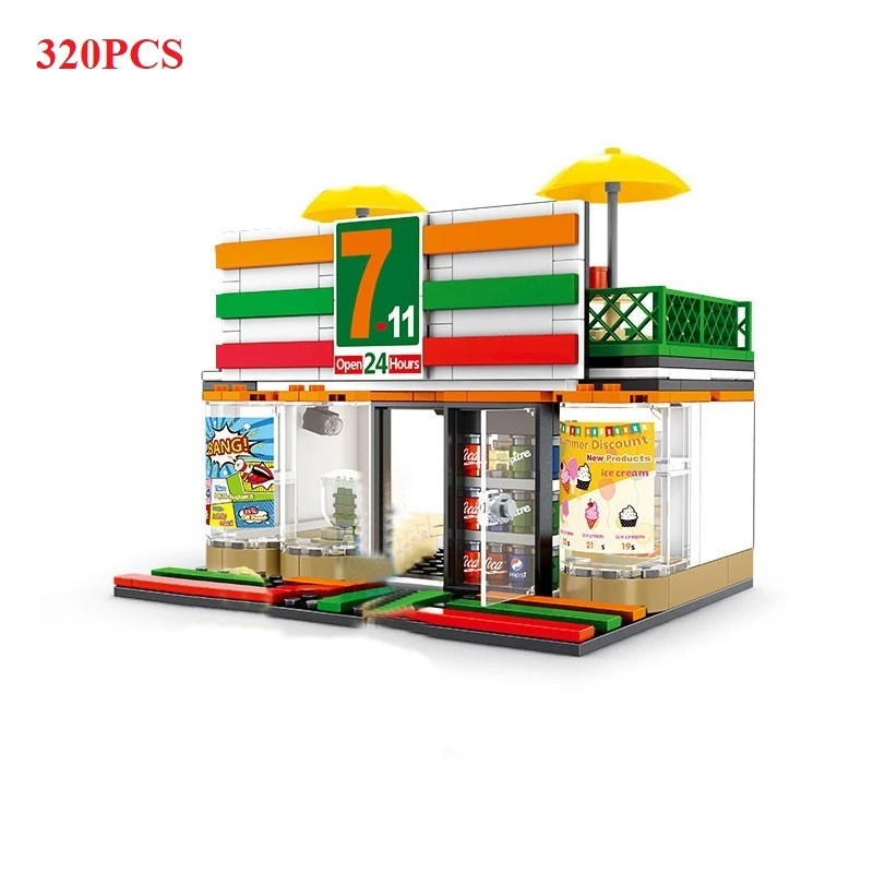 280 + шт Мини Набор городская улица View строительные блоки кофе магазин гамбургер City