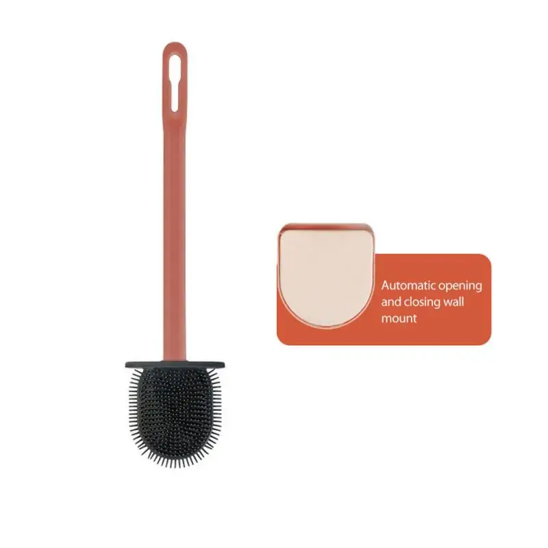 

Silicone Wc Toilet Brush Flat Head Flexible Soft Bristles Brush With Quick Drying Holder Set Cleaning Brush For Wc Accessories