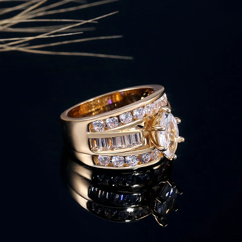 

Luxury Queen Style Ring Ancient Egypt Crown With Micro Pave Zircon Stone Cocktail Party Ring Neo-Gothic Wholesale Jewelry A3P337