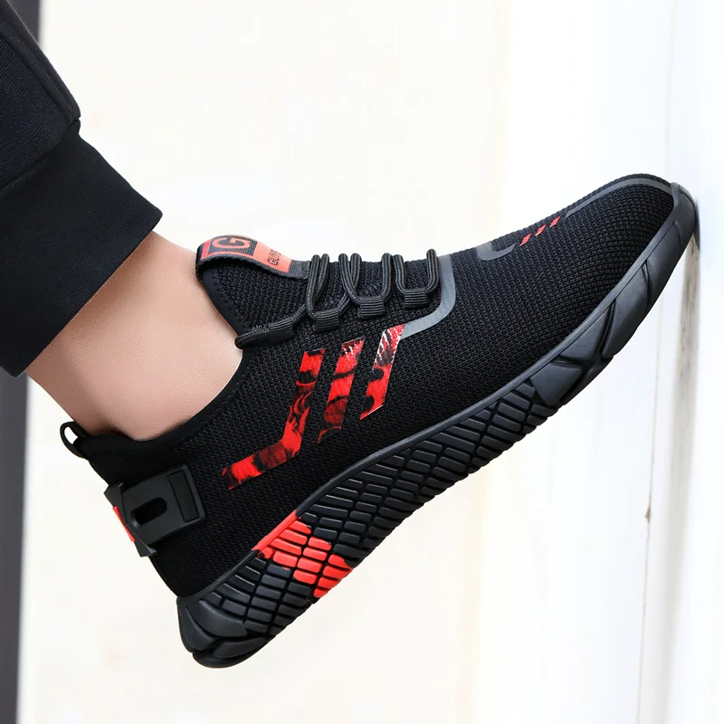 

New Men Work Safety Shoes with Steel Toe Cap Indestructible Shoes Lightweight Industry Boots Puncture-Proof Working Sneakers