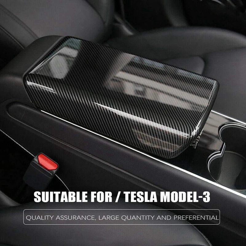 

Car Armrest Box Protective Cover for Tesla Model 3 2019-2021 Carbon Fiber Panel Decoration Cover Trim Interior Stickers