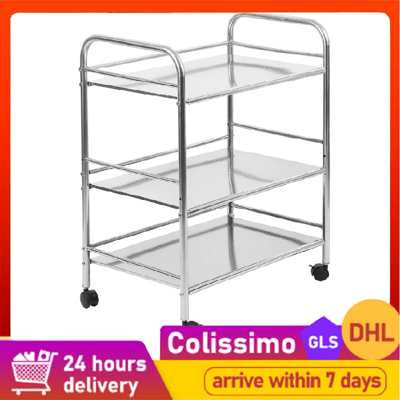 3 яруса кружевных Нержавеющая сталь сервировочная тележка очистки с тормозной