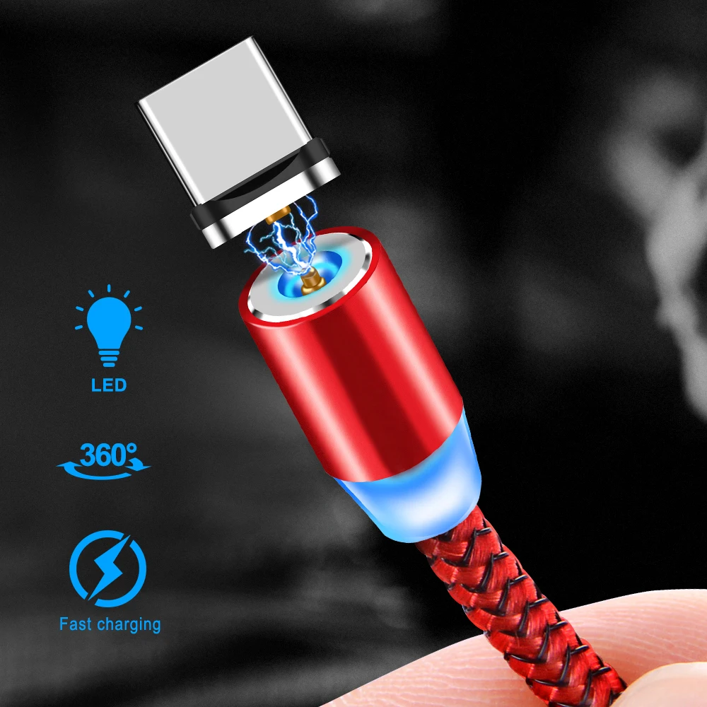 Хороший Магнитный USB-кабель для быстрой зарядки типа C 1 м 2 iPhone Xiaomi зарядный кабель