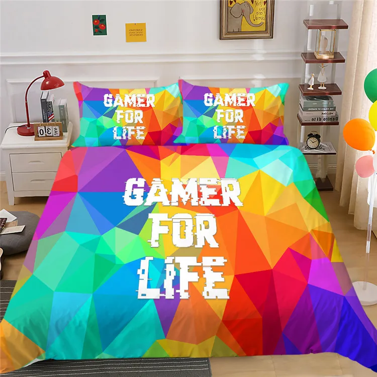 Gaming Bedding Set Queen Size Gamer Comforter/Quilt Cover for Boys Girls Kids Teens' Bedroom Duvet Cover Set Video Games Bed Set images - 6