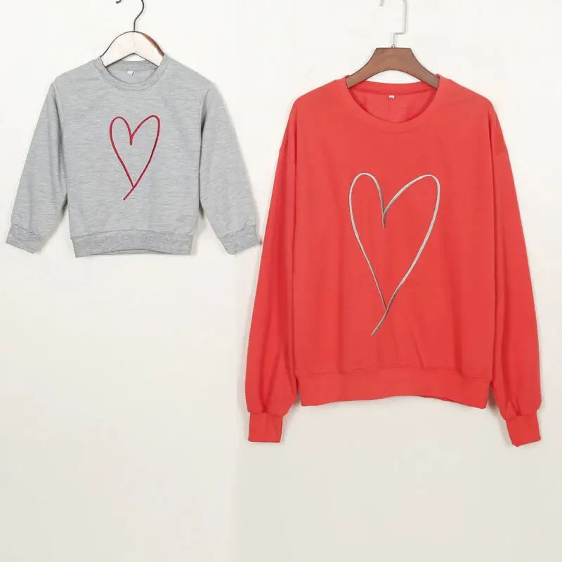 Семейные комплекты женская и детская толстовка повседневные топы для мамы сына