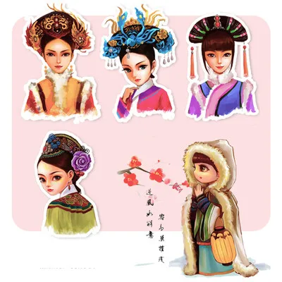 

14PCS Chinese court princess Paper Stickers Crafts And Scrapbooking stickers book Decorative sticker DIY Stationery