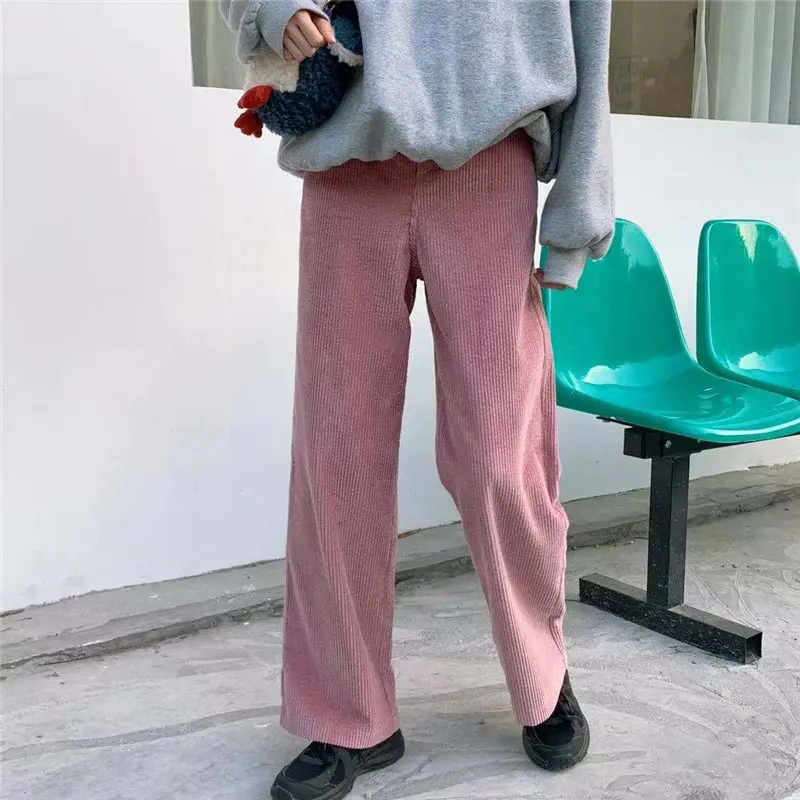 Alien Kitty прямые однотонные вельветовые для отдыха и офиса женские 2020 стильные