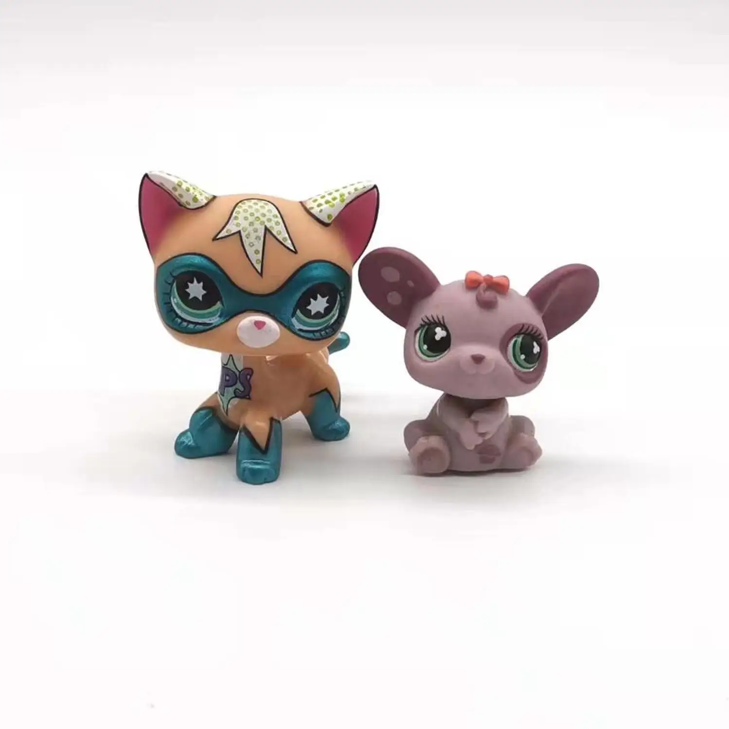 2 шт Редкие игрушки для домашних животных lps, стоящая короткая шерсть, фигурка кошки, котенок, щенок хаски, маленькая коллекция животных для подарка - Цвет: Белый