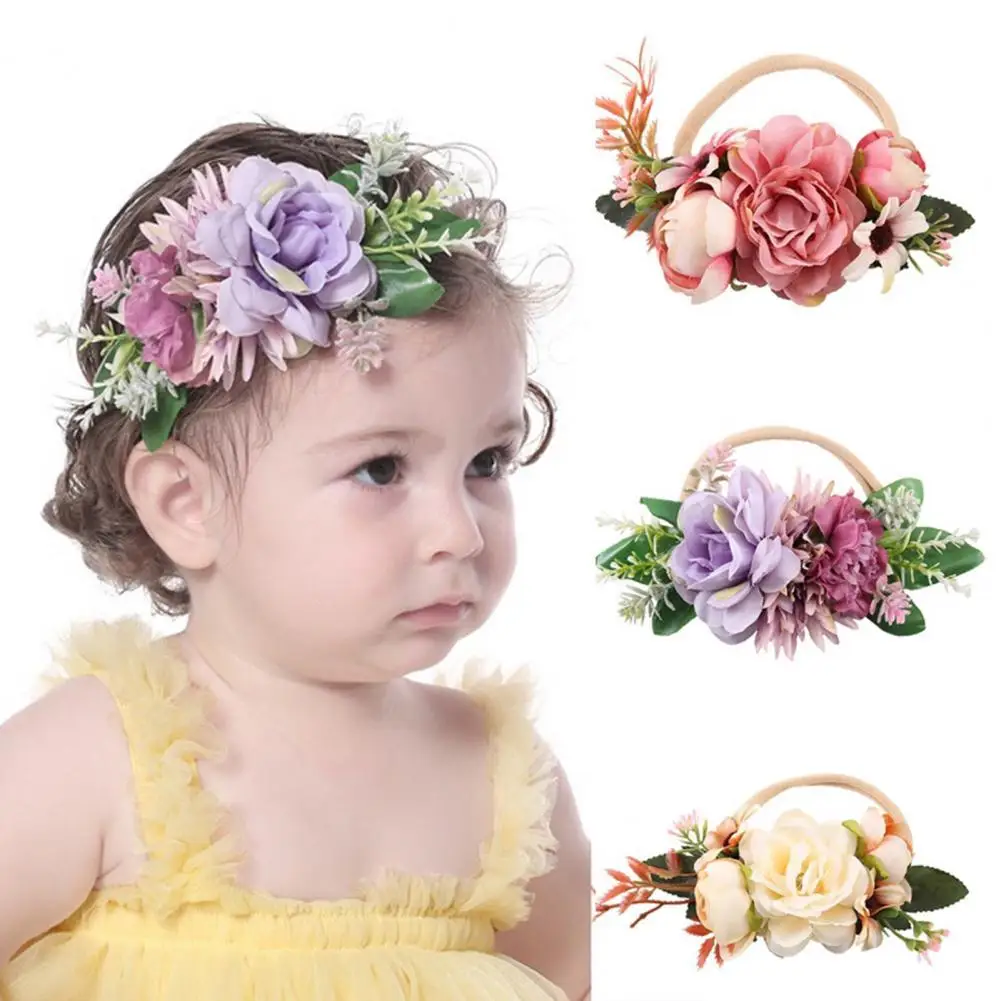 

Baby Headband Skin-friendly Attractive Polyester Stretchy Flower Headbands Decor Kids Headwear for Infant