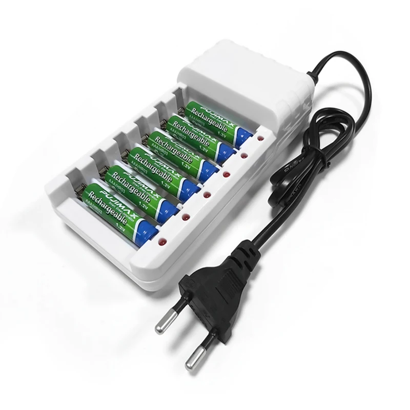 PHOMAX N601W 2.4V EU With cable batteris charger 6-slot LED display smart Ni-MH / Ni-Cd AA AAA rechargeable battery fast | Электроника