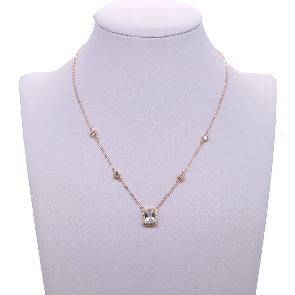 Розовое золото Цвет квадрат Искрящийся Кубический Цирконий Серебро 925 пробы cz