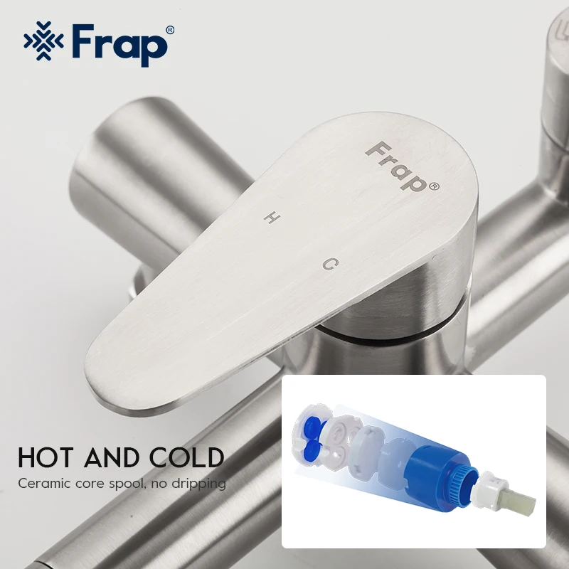 Смеситель для душа Frap F2448 из нержавеющей стали с тропическим душем | Обустройство