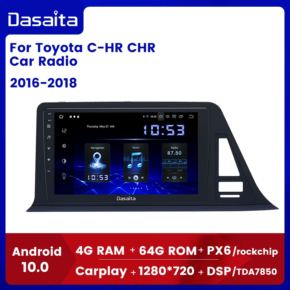 Dasaita Android 10 0 GPS для Toyota C HR автомобильное радио 2016 2017 2018 автомобильный стерео