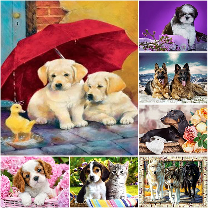 

DIY Dog 5D Diamond Painting Full Round Drill Mosaic Animal Diamond Embroidery Cross Stitch Wall Art Home Decor Christmas Gift