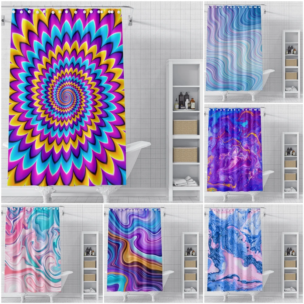 

Psychedelic Pattern Bath Curtain Waterproof Shower Curtains Geometric Marble Printed Shower Curtain for Bathroom douchegordijn
