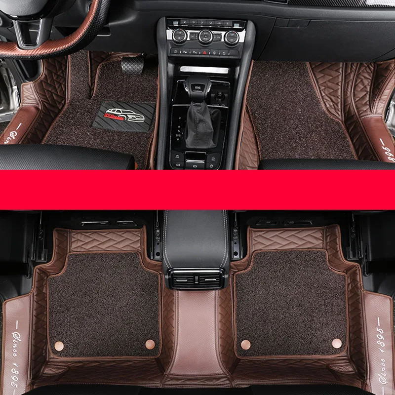 GT brown 2 Lsrtw2017 волоконный кожаный коврик для салона автомобиля коврик для ног для Skoda Kodiaq GT аксессуары для интерьера - Название цвета: GT brown 2