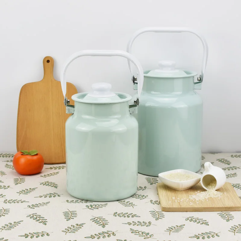 

Enamel Milk Bucket Sealed Jar Storage Jar Oil Drum Pickles Jar Fermenter Tea Caddy Induction Cooker Insulation Soup Barrel Pot