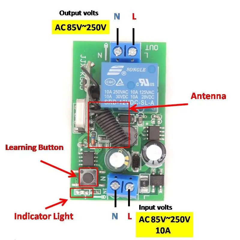Wenqia smart switch 433Mhz RF Remote Control AC 85-220V 1 Ch Relay Receiver and Transmitter meanwhile control for Light/Fan/Led |