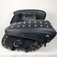 pu leather motor saddle side bag big size for harley prince cruise motorbike luggage tool tail pouch motorcycle saddlebag