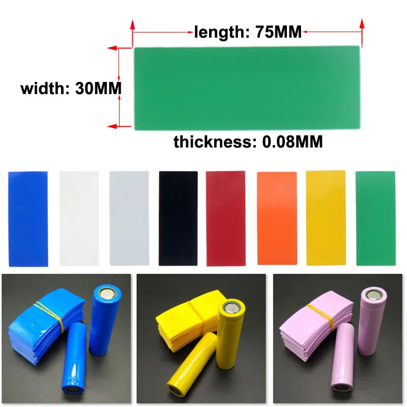 

100Pcs/Bag 18650 Lithium Battery Encapsulation Tube PVC Heat Shrink Tubing Wrap Battery Cover Insulation Film Pipe Protect Cover