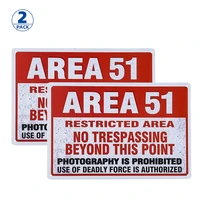 2 pack area 51 metal wall sign plaque warning alien conspiracy theory 8x12 inch