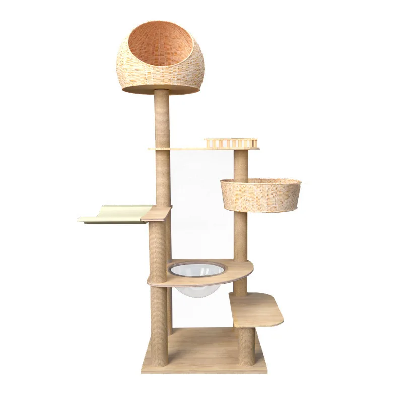 

Domestic Delivery Cat Tree Luxury Cat Tower with Double Condos Spacious Perch Fully Wrapped Scratching Sisal Post and Replacea
