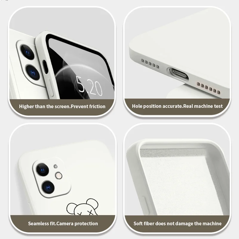 

Line Bear Phone Case For iPhone 12 Pro Max 11 X XS XR XSMAX SE2020 8 8Plus 7 7Plus 6 6S Plus Liquid Silicone Cover