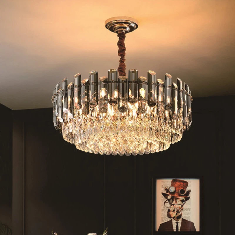 Современная роскошная круглая светодиодная Подвесная лампа К9 для гостиной