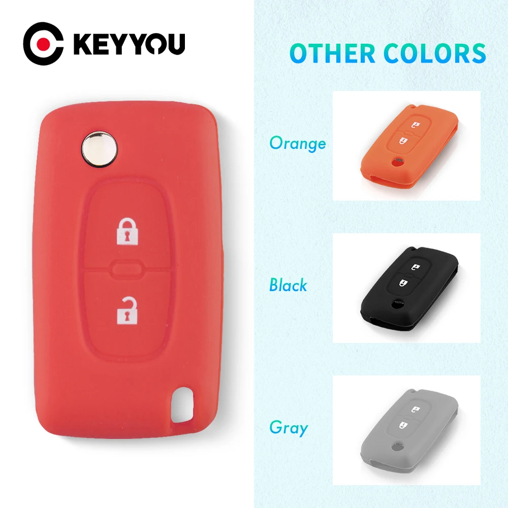 

Силиконовый чехол KEYYOU для автомобильного ключа, 2 кнопки для Peugeot 206 207 307 308 407 607 для Citroen C3 C4 C4L C5 C6