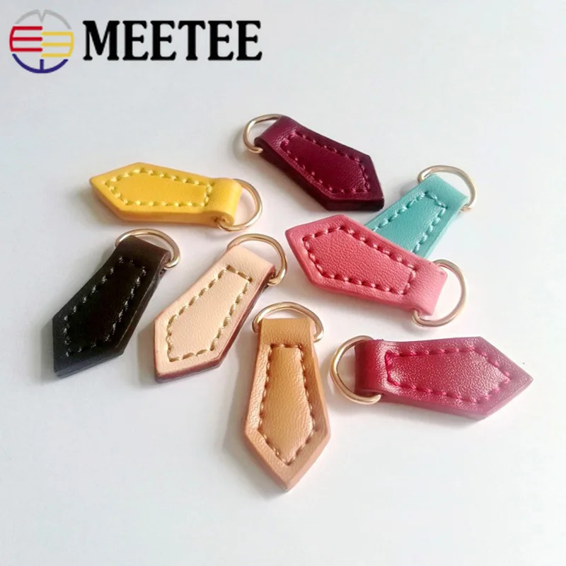 Распознаватель молнии-замка из кожи Meetee, 10 штук, размер 1,5*4 см для самостоятельного изготовления одежды, багажа, кошельков и других аксессуаров ZT001.