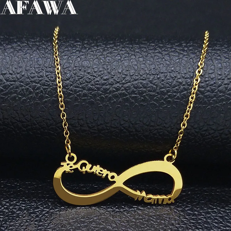 

Infinite loop Te Quiero Mama Stainless Steel Necklace Spanish I Love You Mom Necklaces Jewerly joyas Mother's Day Gift N512S01