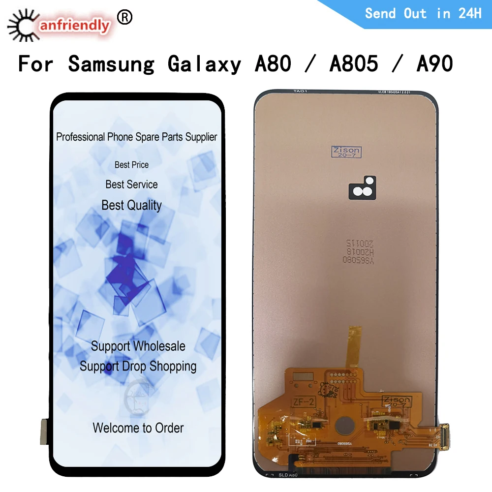 

6,7 "ЖК-дисплей для Samsung Galaxy A80 SM-A805F/DS SM-A8050 A90 A805 ЖК-экран Сенсорная панель дигитайзер с рамкой в сборе
