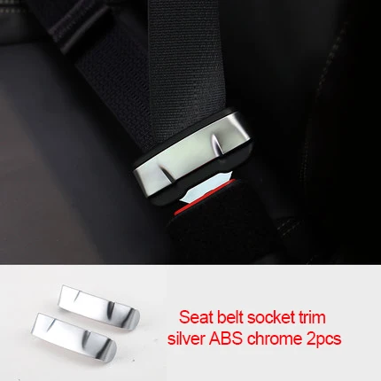 

For Ford Mustang 2015-2020 ABS chrome Seat belt socket trim silver 2pcs
