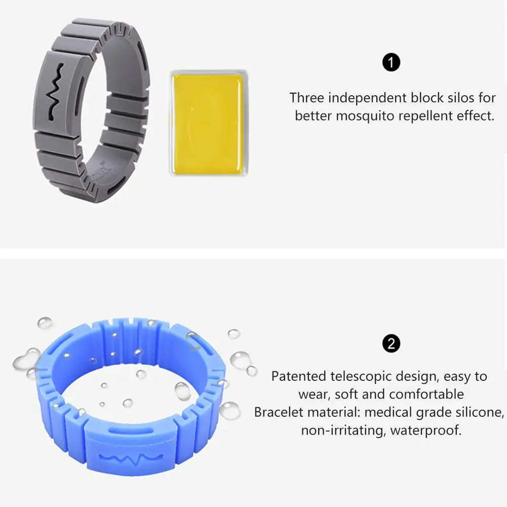 Браслет репеллент от комаров водонепроницаемый безопасный браслет с 6