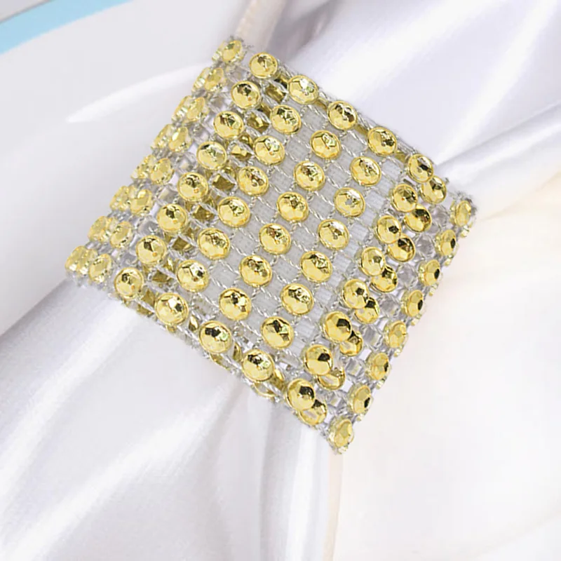 Свадебные вечерние кольца для салфеток 10 шт./лот золотистого/серебристого цвета