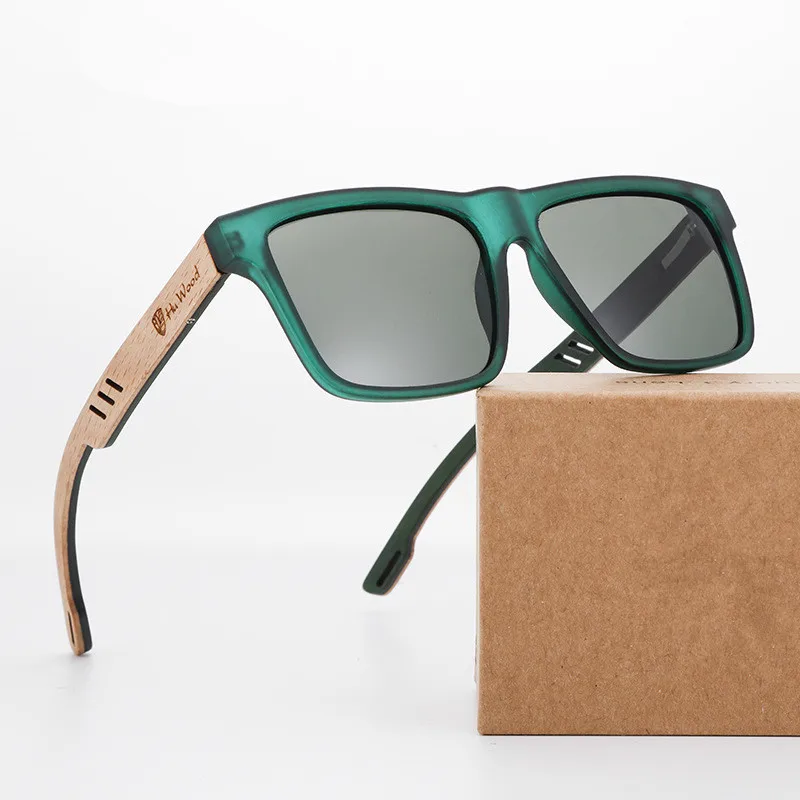 

Солнцезащитные очки FENCHI поляризационные для мужчин и женщин, винтажные квадратные солнечные аксессуары из дерева в стиле ретро, для вожден...