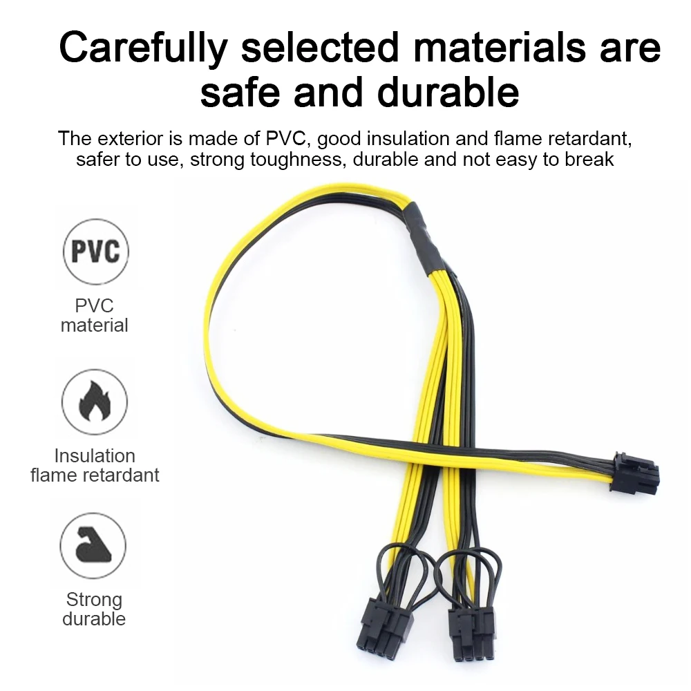 

5pcs PCI-E 6Pin To Dual 6+2-Pin Power Splitter Cable 18AWG Graphics Card 6Pin To Dual 8Pin PCIE PCI Express Power Cable