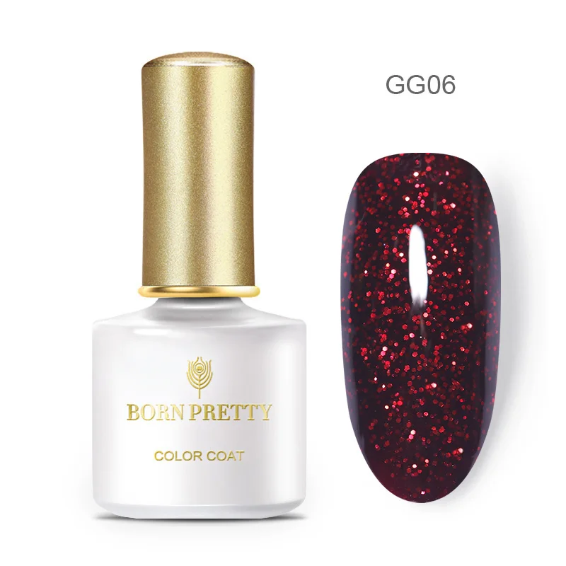 GG06 Born pretty, голографическая Лазерная лака для ногтей, Гель-лак с блестками, впитывающий УФ Гель-лак для ногтей, красочный лак для ногтей, маникюрный дизайн, сделай сам, 6 мл - Цвет: GG06