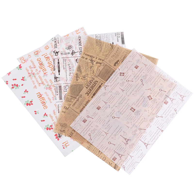 

50Pcs/Lot Wax Paper Food Grade Grease Paper Food Wrappers Wrapping Paper for Bread Sandwich Burger Fries Oilpaper Baking Tools