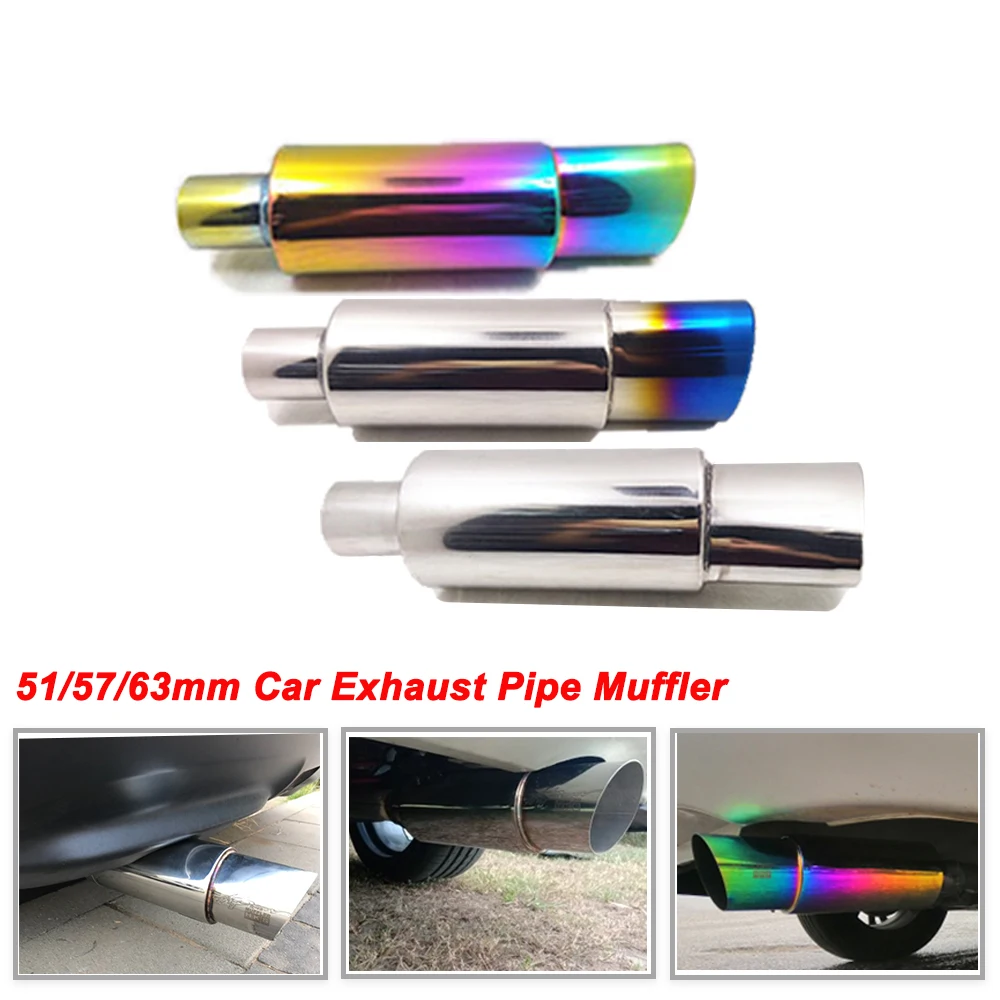 

Universal Car Exhaust Pipe Muffler Tail Pipe High Quality Stainless Steel 304 Length 370mm Interface 51 57 63mm Outlet 89mm