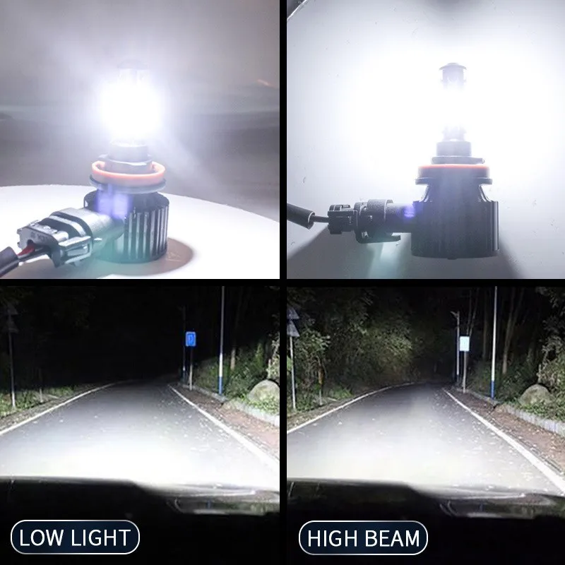 

4-Side H11 50W HeadLights Bulbs DC 9-32V High Power LED Low Beam 336000LM