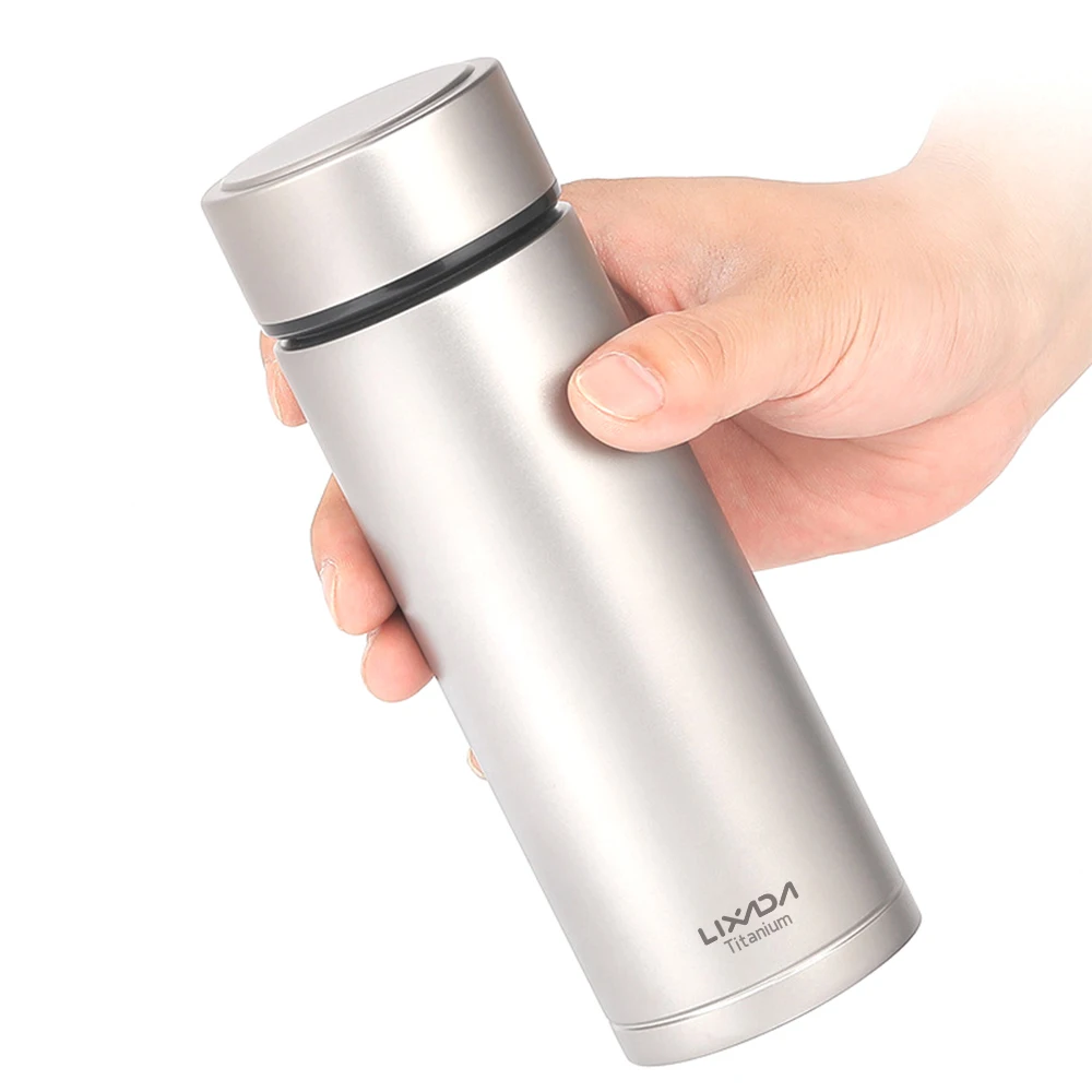 

Lixada Double Vacuum Insulated Titanium Water Bottle Flask Outdoor Leak Proof Water Bottle with Tea Infuser Camping Equioment