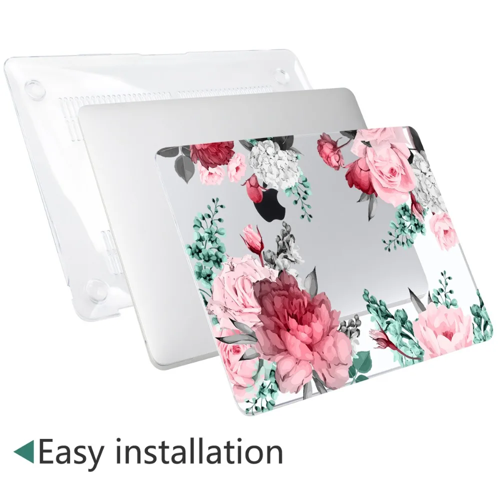 Жесткий Чехол для ноутбука с цветочным принтом для Macbook Pro retina 11 12 13 15 Air Pro 15 16 A2141 A1932 A1989 чехол с кристаллами
