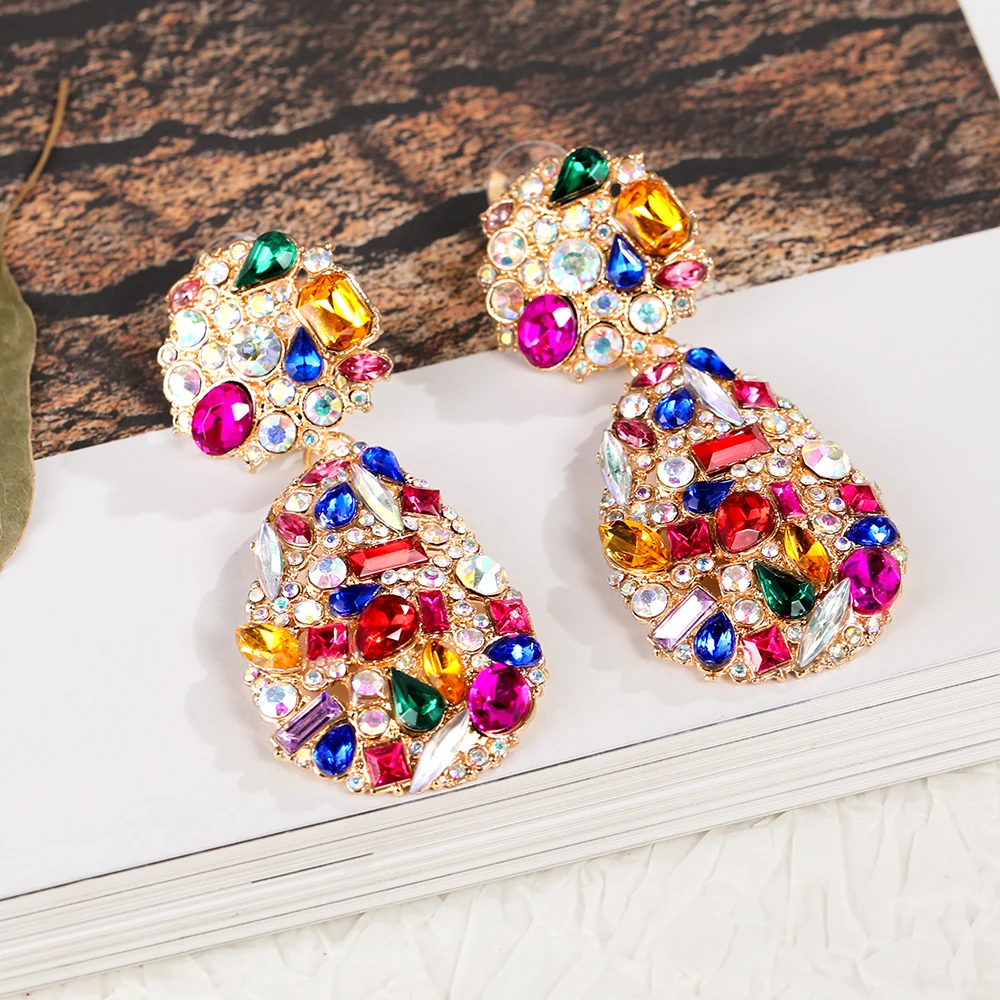 

YPAY Gorgeous Lady's Dangle Earrings Full Paved Bright Stone Wedding Party Bridal Earring Women Statement Jewelry Dropshipping