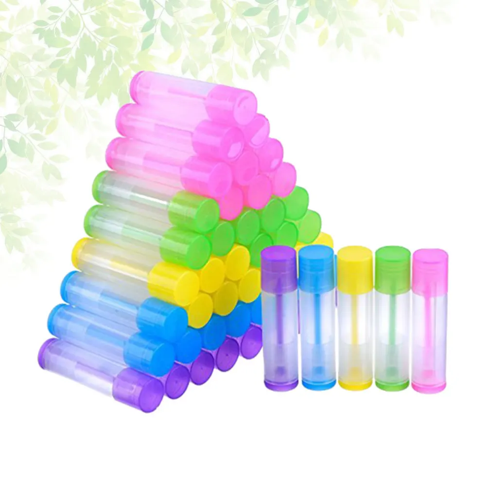 

50pcs Lip Balm Empty Container Clear Tubes with Bottom and Cap