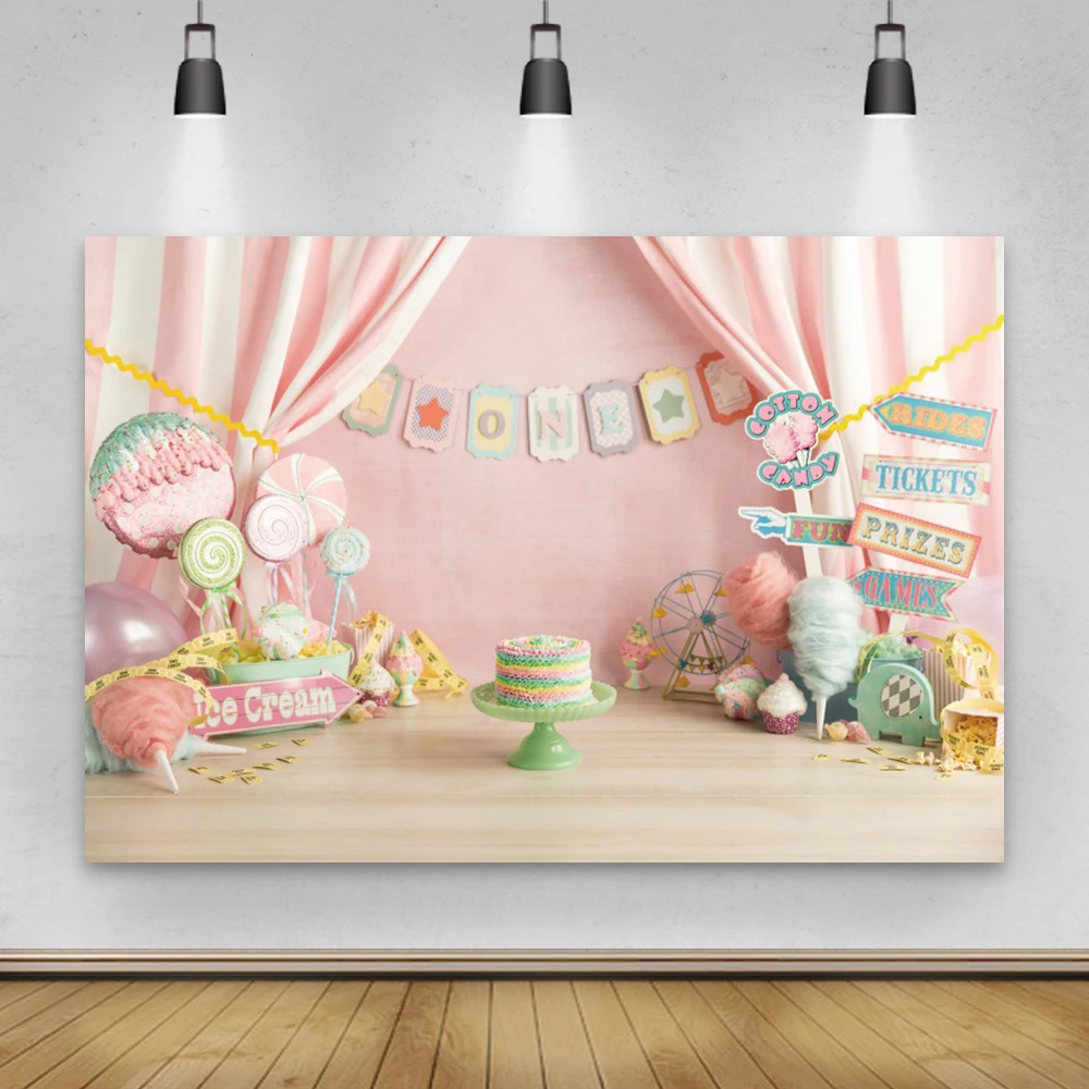 Laeacco тканевый розовый Шторы яркие вечерние фон для фотосъемки для новорожденных 1st День рождения вечерние баннер фото фон для студийной фот...