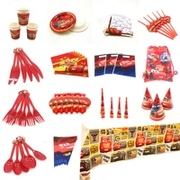 disney lightning mcqueen cars kids birthday party supplies disposable tableware plate napkin straw baby shower party decorations
