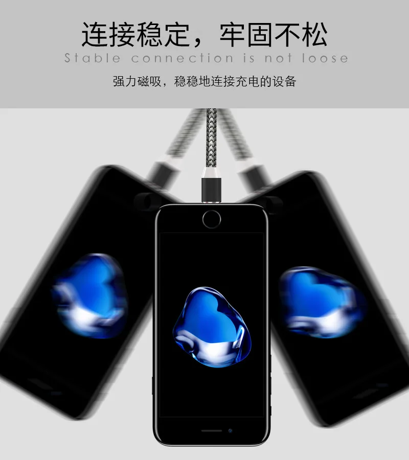 Магнитный зарядный кабель Bozhu 1 м, кабель Micro USB для iPhone XR XS Max X Magnet charger usb type C, светодиодный шнур для зарядки
