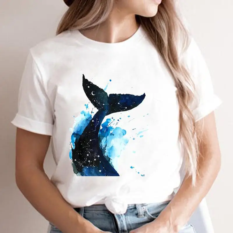 

Новинка 2021, милая трендовая футболка в новом стиле, Модный женский топ с мультяшным рисунком, женская футболка с коротким рукавом и графичес...