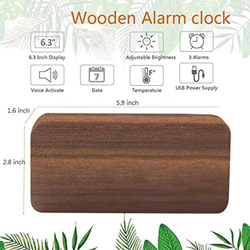

FashionMultifunctional Led Wooden Electronic Alarm Clock with Mute Temperature Dual Display Alarm Clock Usb Alarm Clock